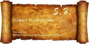 Simon Hieronima névjegykártya